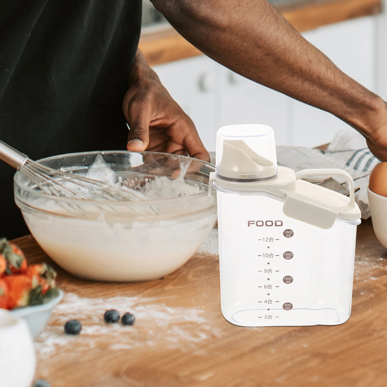 

Airtight Large Grain Storage Containers Food Canisters with Lids White Rice Container Premium Material Leakproof for Beans