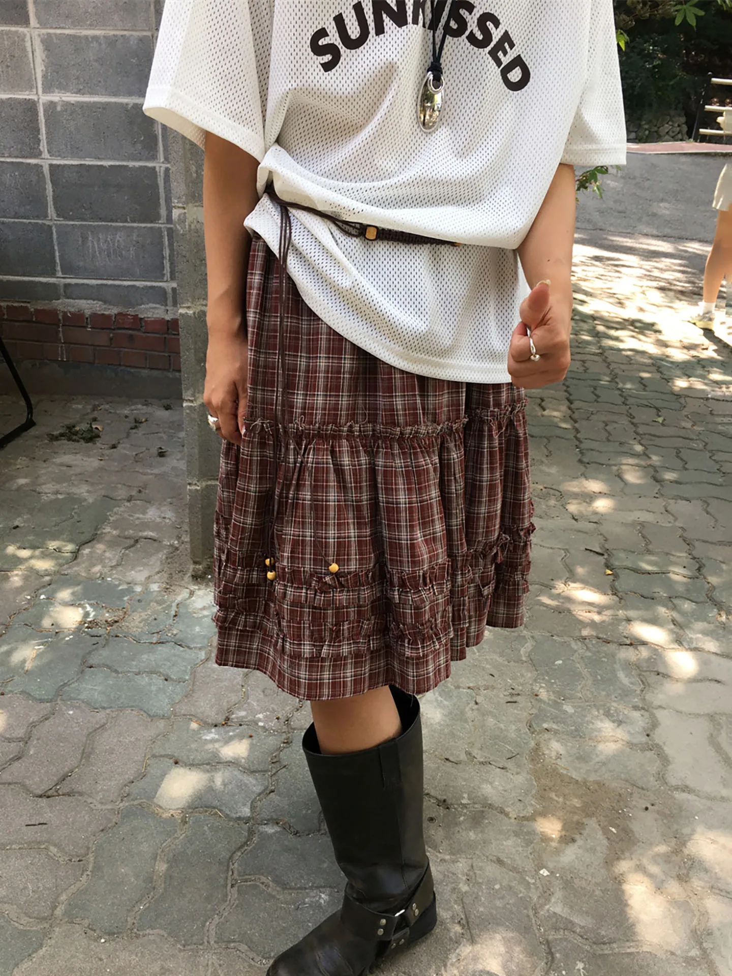 

Женская юбка миди в японском стиле ретро, в клетку, А-силуэт, с эластичным поясом, утягивающая, с расклешенным подолом, маленький размер, для повседневной носки