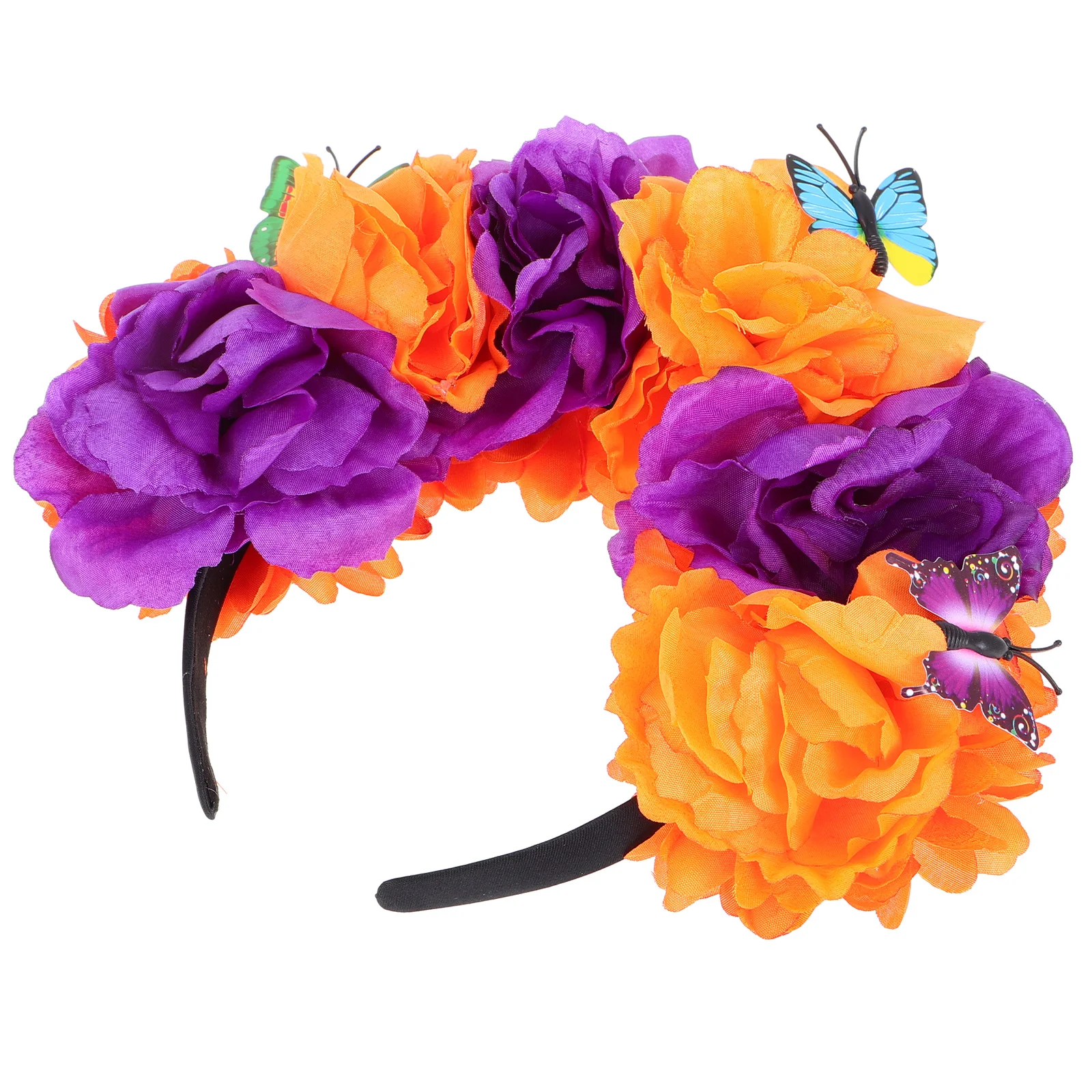 

Artificial Flower Headband Cintillo Butterfly Crown Women Floral Hair Accessories Mexican Party Halloween Wedding