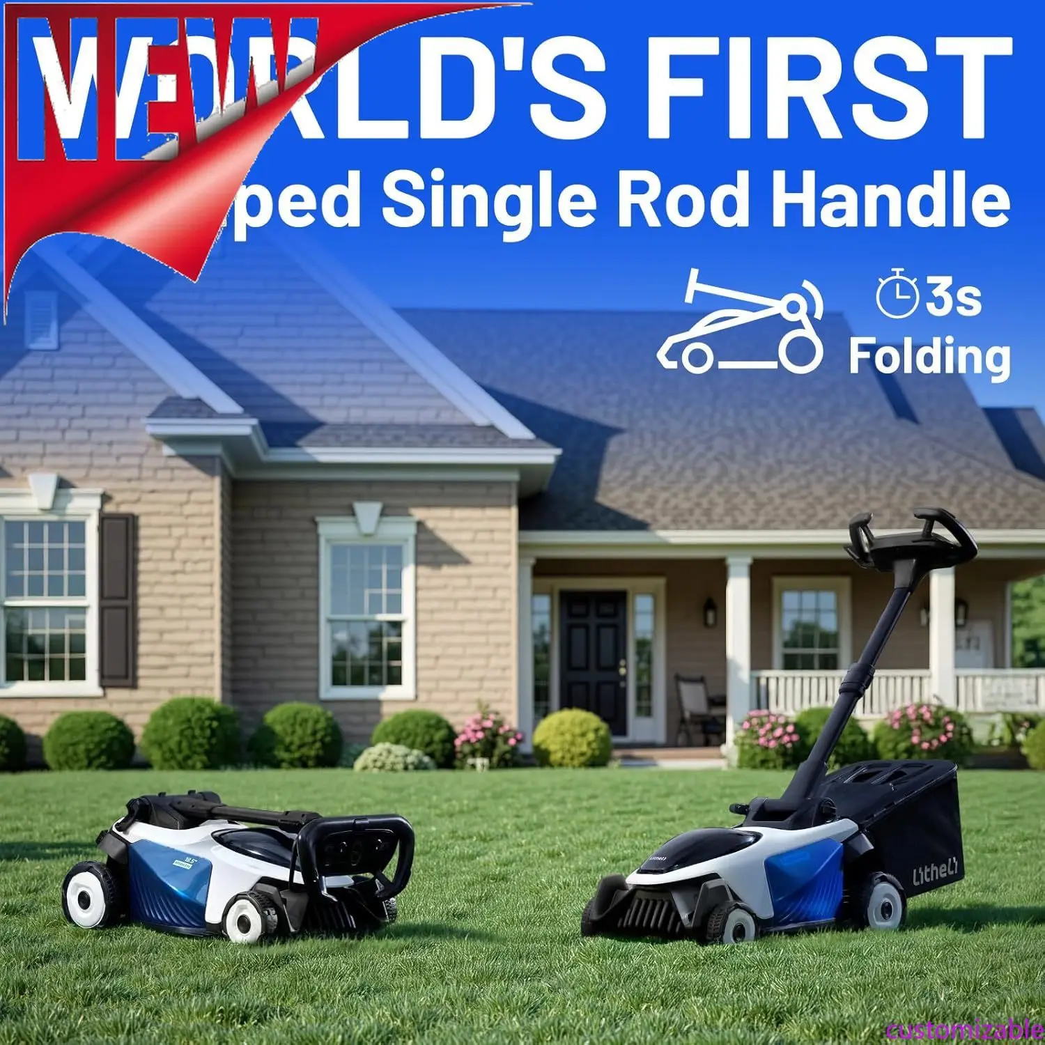 

Customizable Electric Lawn Mower, Self-propelled Lawn Mower Cordless 40V(2x20V) 18.5" Brushless Mower With Electric Cutting Heig