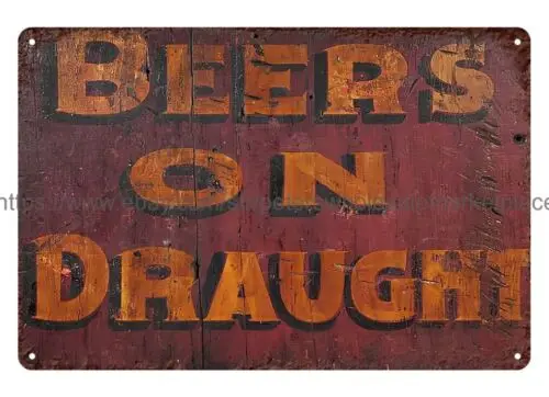 Beers on Draught metal tin sign living room wall decor garage bars