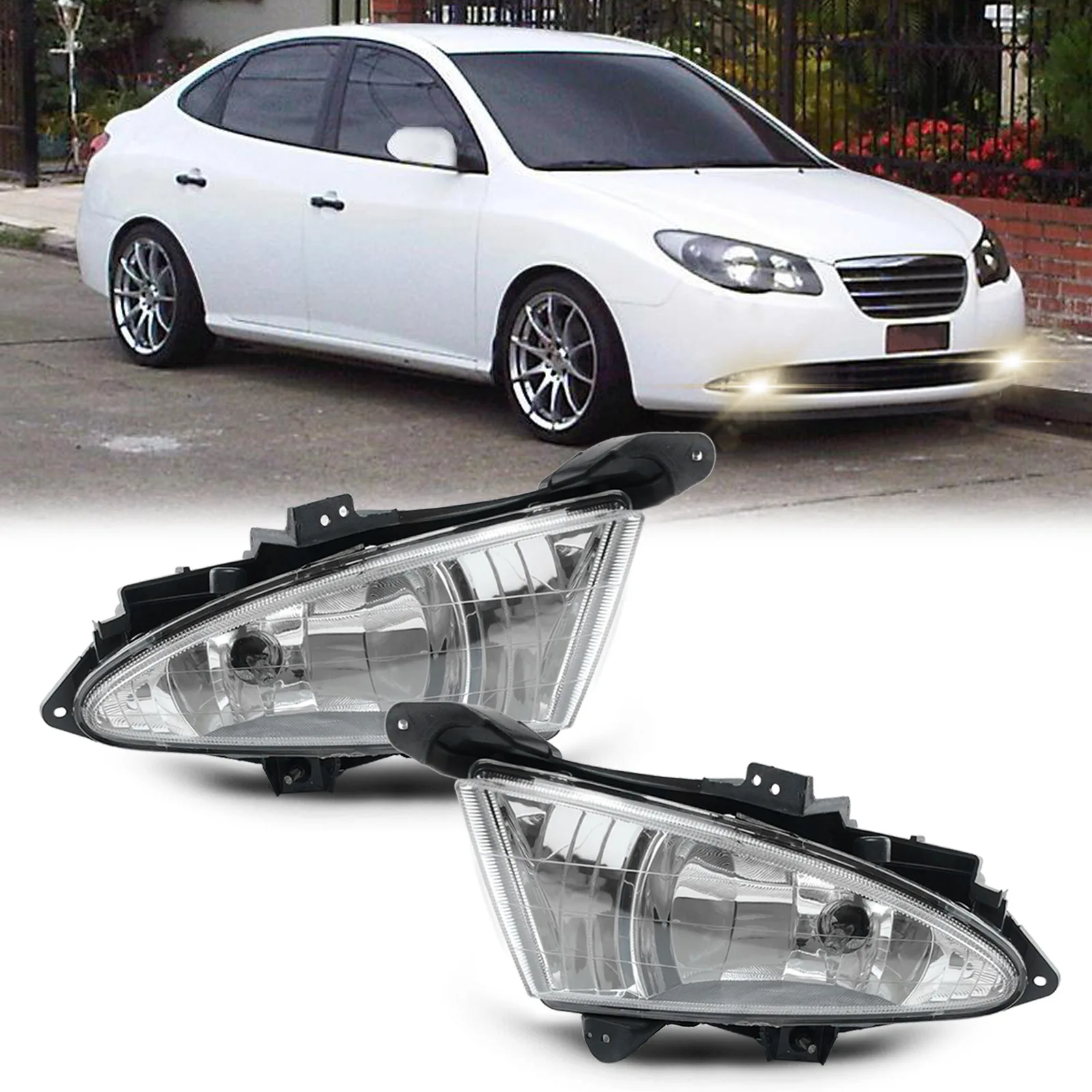 

Галогенные противотуманные фары для Hyundai Elantra и Avante 2007-2010, передний бампер, комплект противотуманных фар для водителя и пассажира