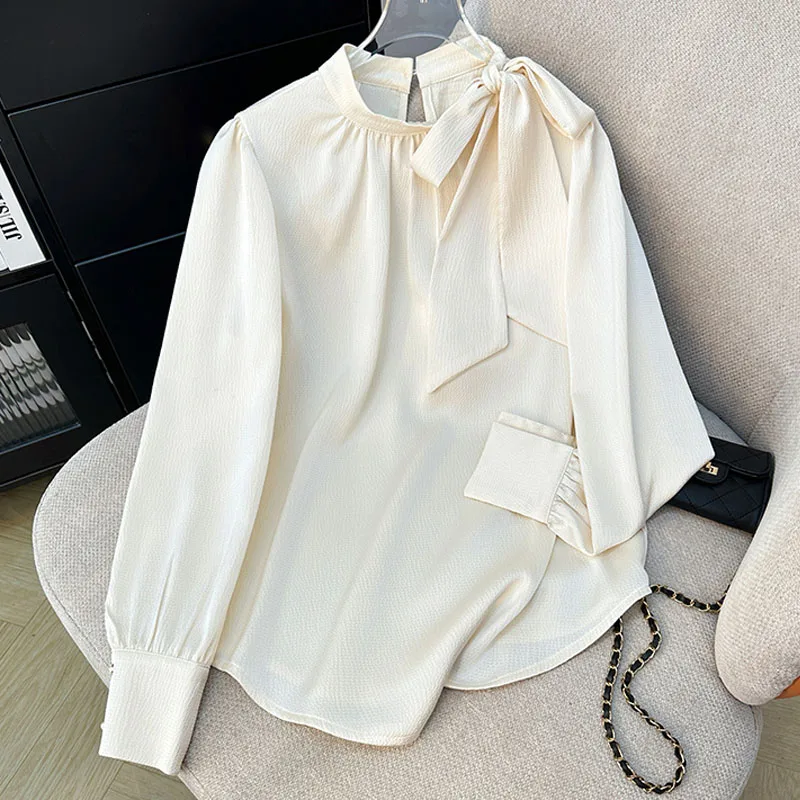 

Women Blouse Shirt New Long Sleeve Stand Collar Elegant Bow Blouse Shirt Women Tops Blouses Shirts Blusas Para Mujer Blusa Q514