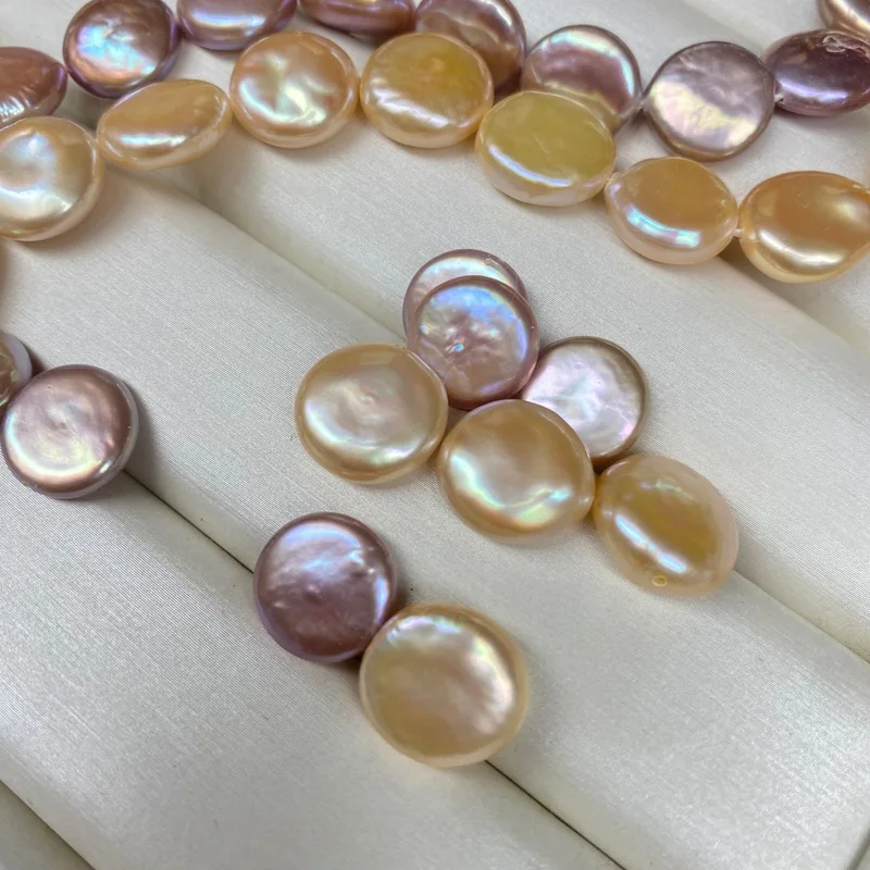 Natural 12-13mm Through-hole Button Loose Baroque Pearl Purple Jewelry Accessory DIY