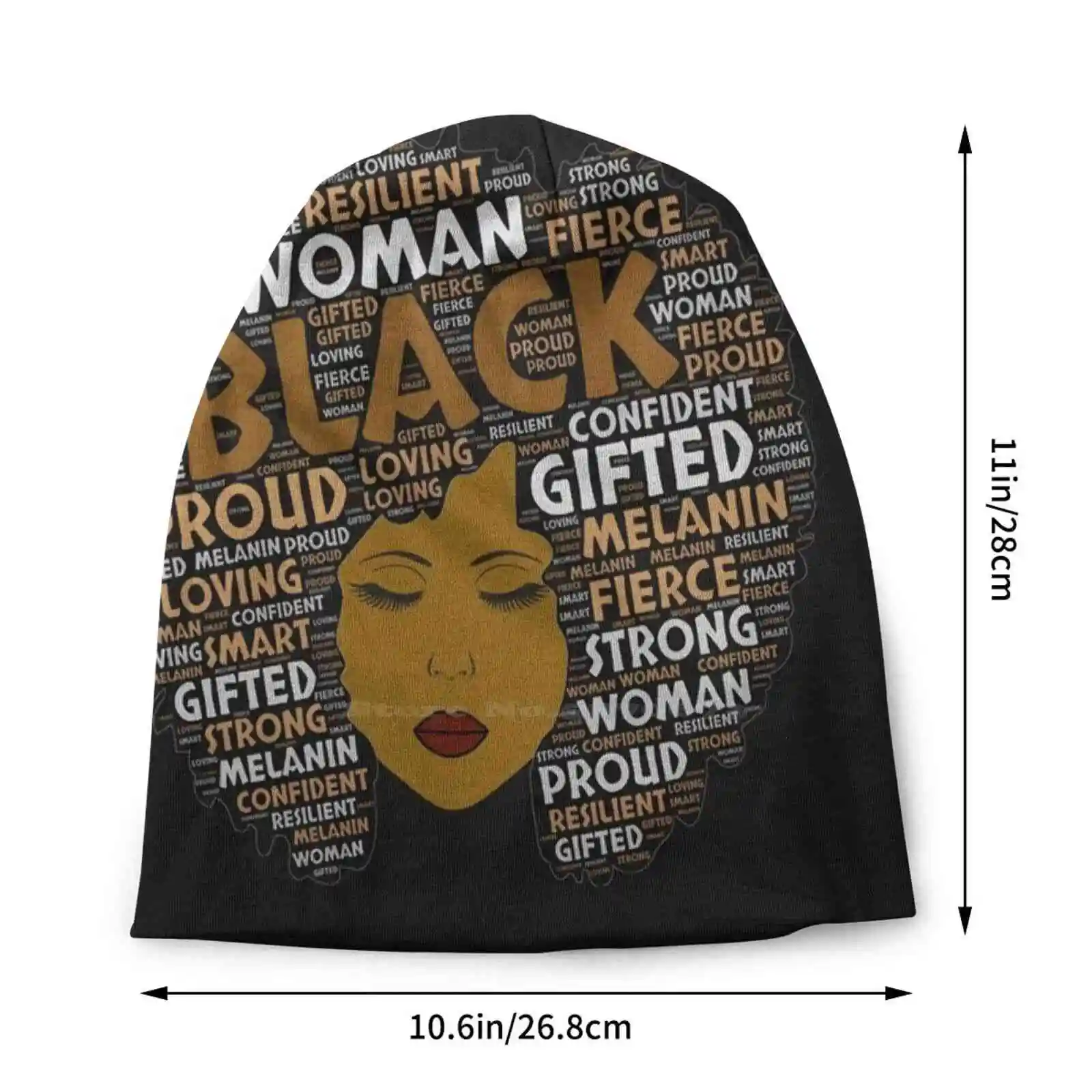 Black Girl / Woman Words In Afro Art Knitted Hat Warm Beanie Outdoor Caps Words In Afro Afro Art Black Woman Melanin Black Girl