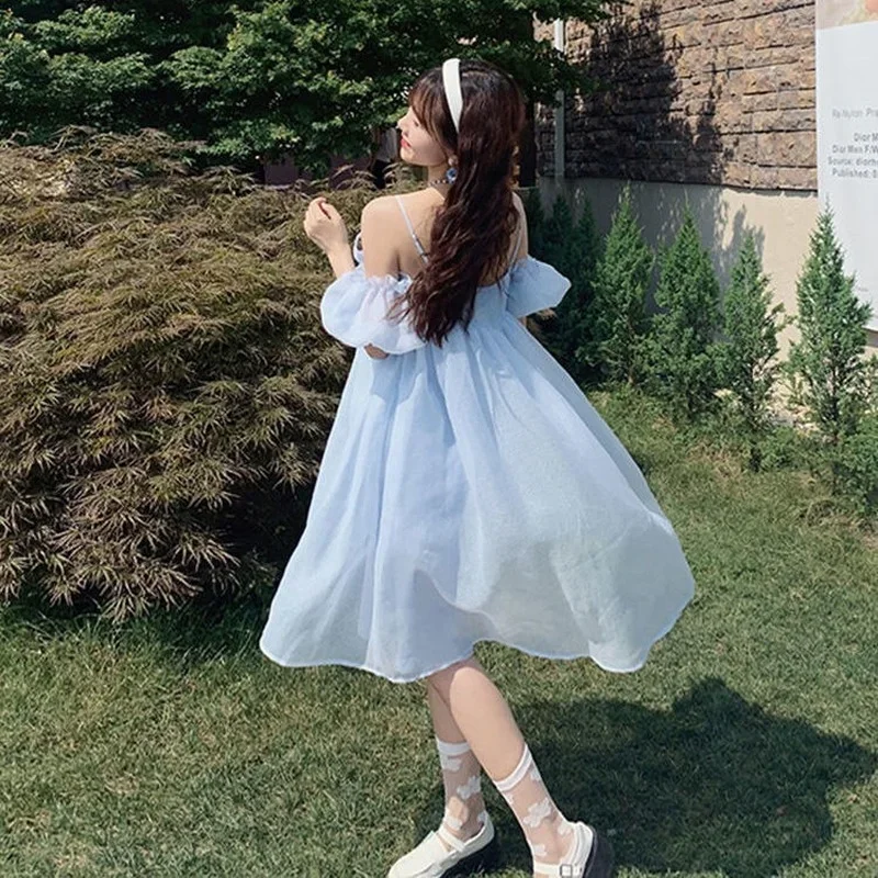 Sweet Sleeveless Dress Women Bow Princess Style Summer A-line Dating Party Casual Trendy Vestdios Female Girls Korean Version