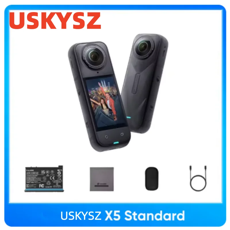 USKYSZ X5 360 액션 카메라 2025 신제품 8K 30fps 교체 가능 렌즈 트리플 AI 칩 우수한 저조도 촬영 185분 사용 시간