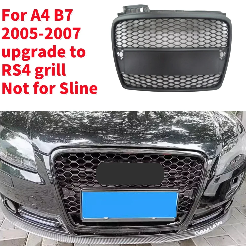 Racing Grills Front Hood Grille Car Front Bumper Grill Center Grille for RS4 Grill for Audi A4 B7 2005-2007（Not for Sline）