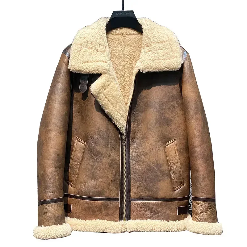 AYUNSUE Genuine Leather Men\'s Original Sheep Wool and Fur Real Coat Men Jacket Winter 2025 De Cuero Genuino FCY