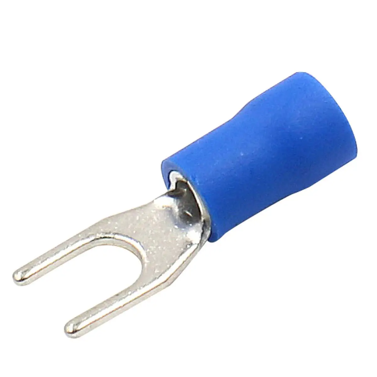 100PCS Blue SV Pre-insulated Spade Terminals PVC Insulated Copper Cable Lugs for 14-16AWG 1.5-2.5mm² #8 Screw