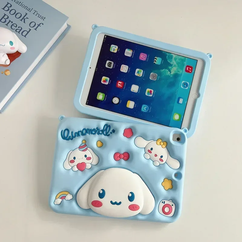 Bonito cinnamoroll caso para samsung galaxy taba7 s6 lite 10.4 caso dos desenhos animados para a9 plus s9 fe 10.1in crianças silicone macio suporte capa