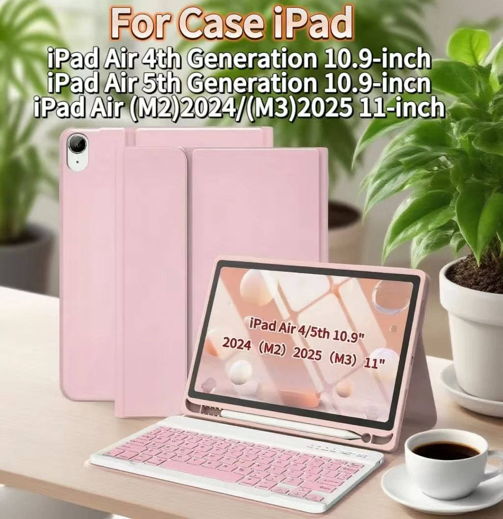 

Чехол для iPad Air 11 дюймов (M2) 2024 (M3) 2025, чехол с клавиатурой Bluetooth для iPad Air 4 2020 5 2022 10,9 дюймов Защитный чехол