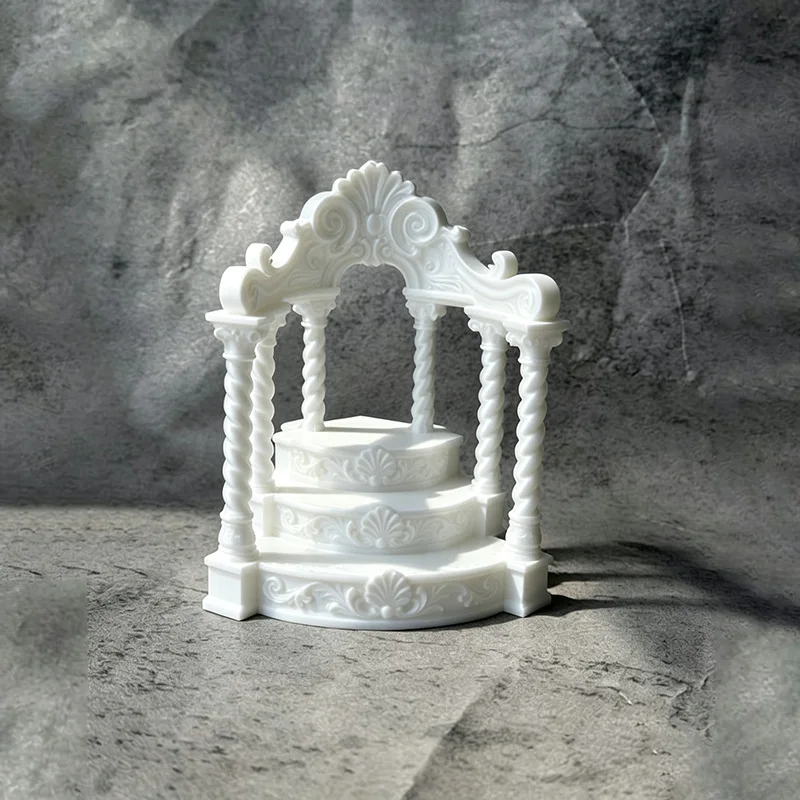 1/12 European Roman Column Display Stand PLA 3D Printed Model, Dollhouse Palace Scene Accessory, White Carved Arch Platform Prop
