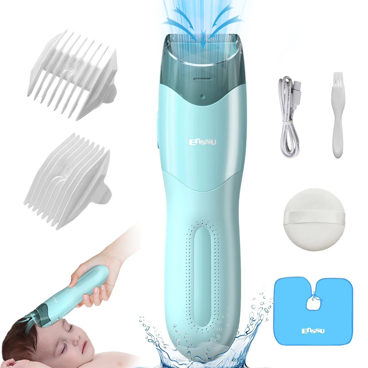 Baby Hair Clipper With Vacuum,Vacuum Hair Clippers for Kids, Rechargeable Vacuum Hair Cutter with 2 Modes for Children/Infant