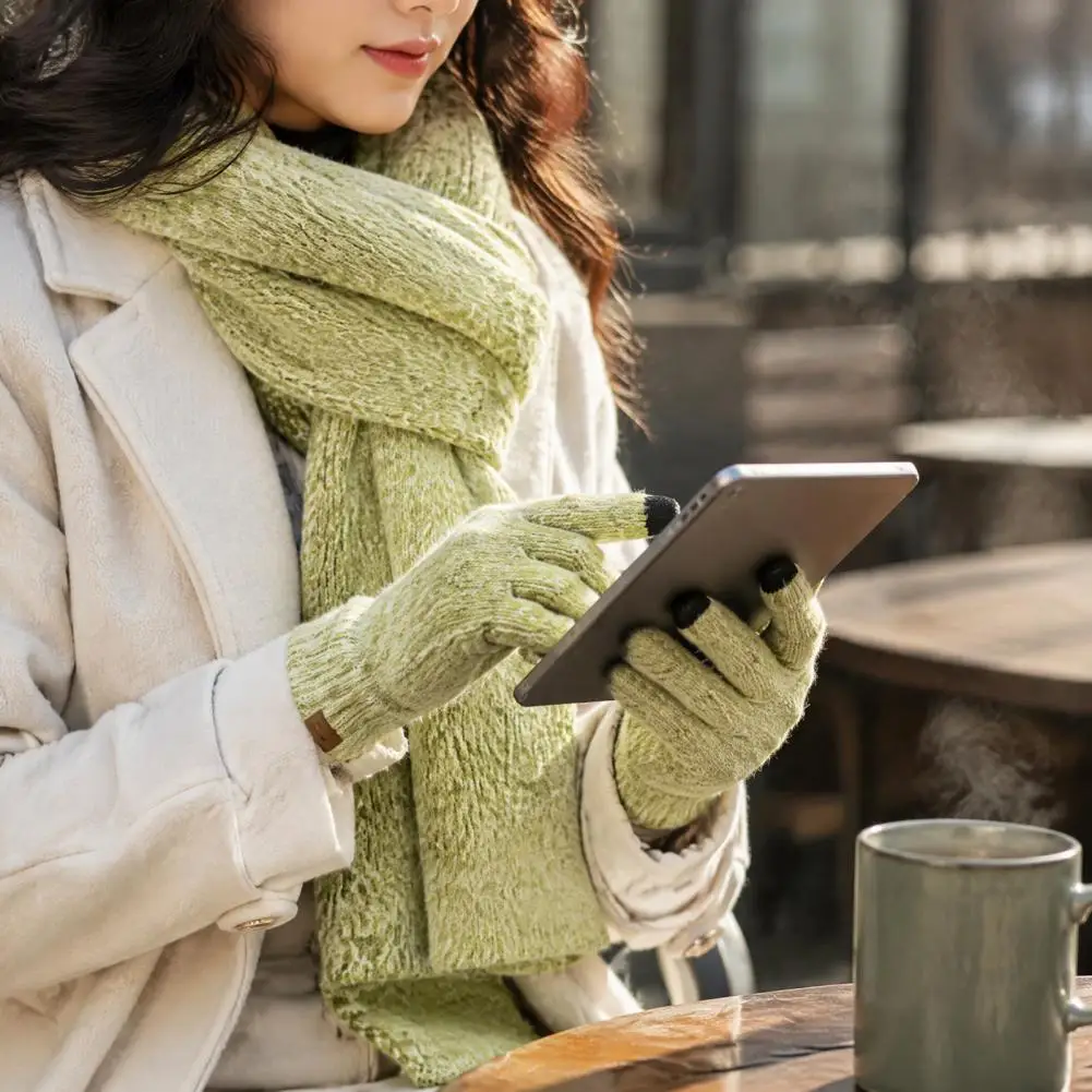 Winter Hat for Men Women Holiday Gift for Friends Family Winter Hat Scarf Gloves Set for Women Warm Knitted Touchscreen Mittens