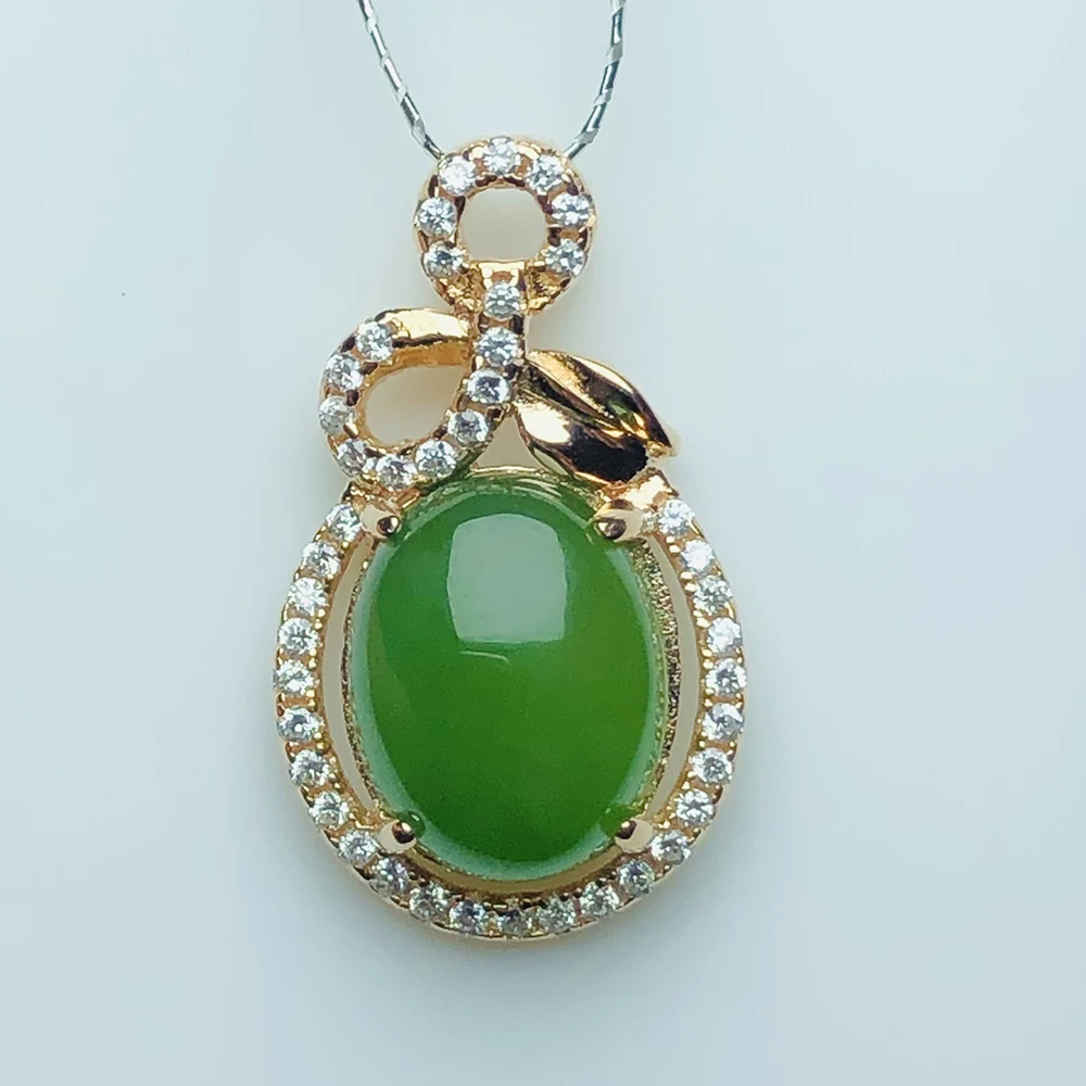 

Natural green jasper rose gold pendant , green jasper with white seashell flower, jasper stone