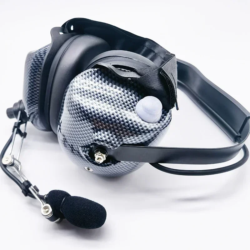 탄소 섬유 U174 파일럿 헤드셋 ‎ H41-CF 항공 헬리콥터 헤드폰, 레이싱 라디오용 머리 뒤에 능동형 소음 제거