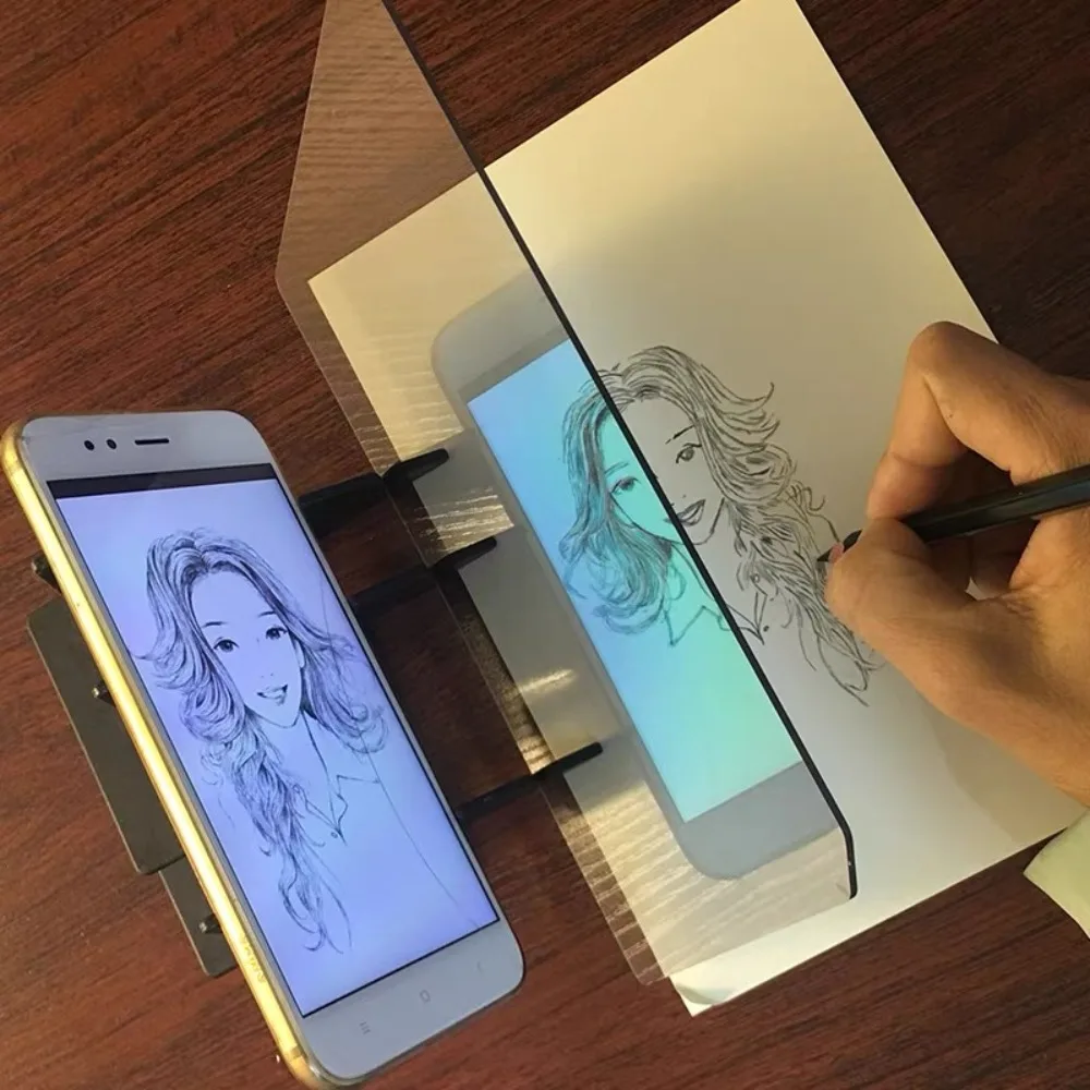 Prancheta de desenho transparente óptica, placa de rastreamento óptico portátil, prancheta de desenho de imagem, projetor de desenho, placa de pintura óptica