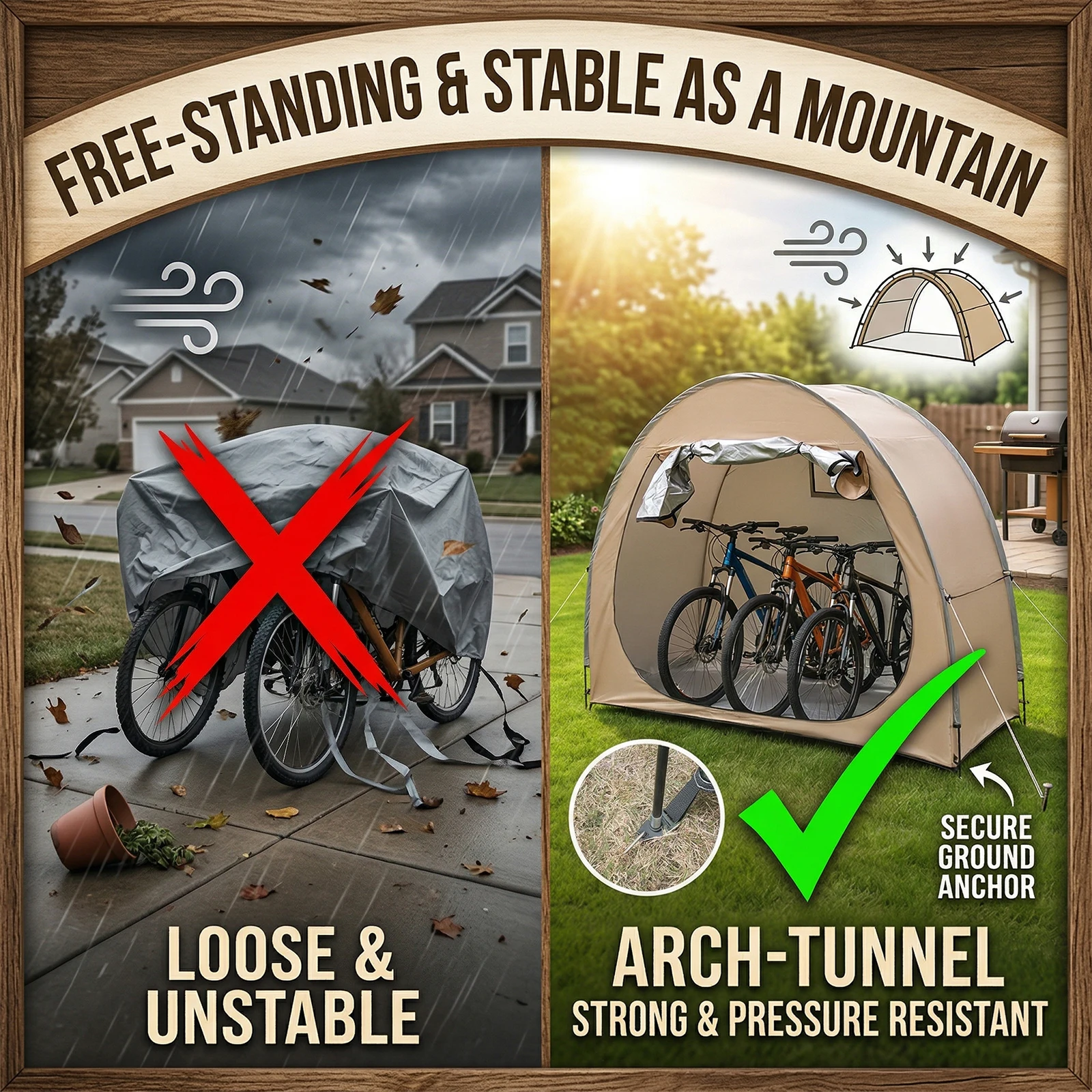 1 Pack Bike Storage Tent, Sturdy Shelter Shed for Bikes, Easy Access Zipper Garage for Garden Cyclists.