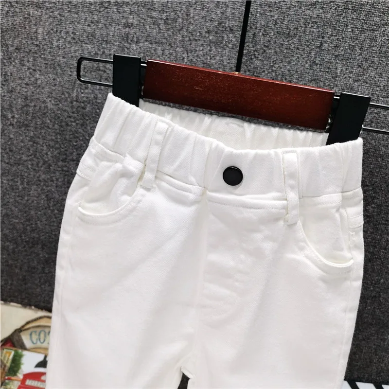 Spring Autumn Boys Casual Pants 2-8Years Old Children Pants Casual Girls Solid Color Trousers White/black Fashion Straight Pants