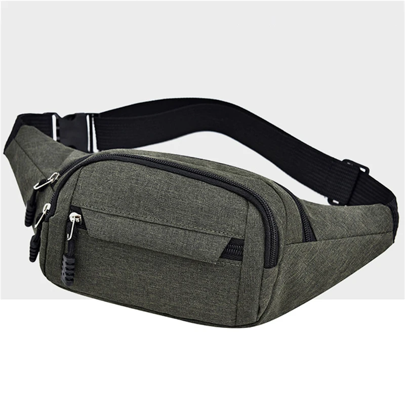 Waist Packs Women Men Waterproof Outdoor Sports Bag Unisex Canvas Pouch Fanny Pouch Solid Color Zipper Crossbody Male Bags