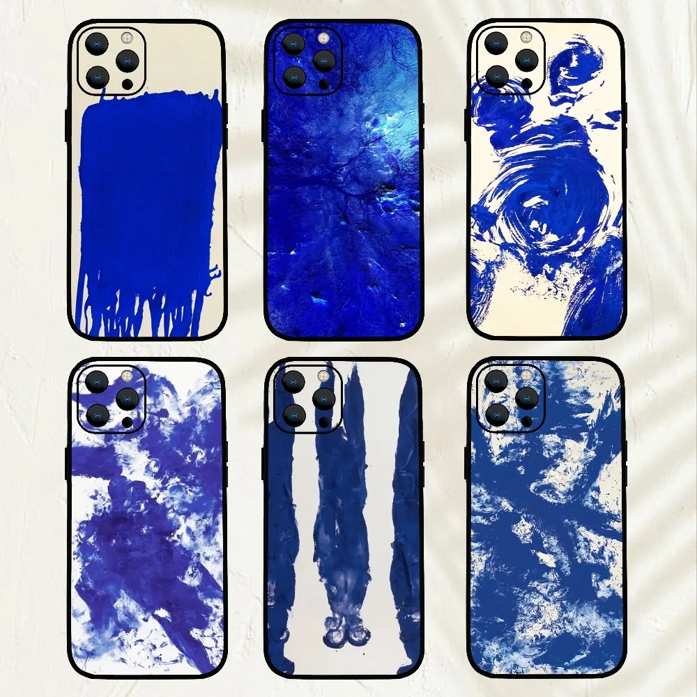 Art Klein Blue Oil Paint  Phone Case For iPhone Mini 11 12 13 14 15 Pro XS Max X Plus SE XR Shell