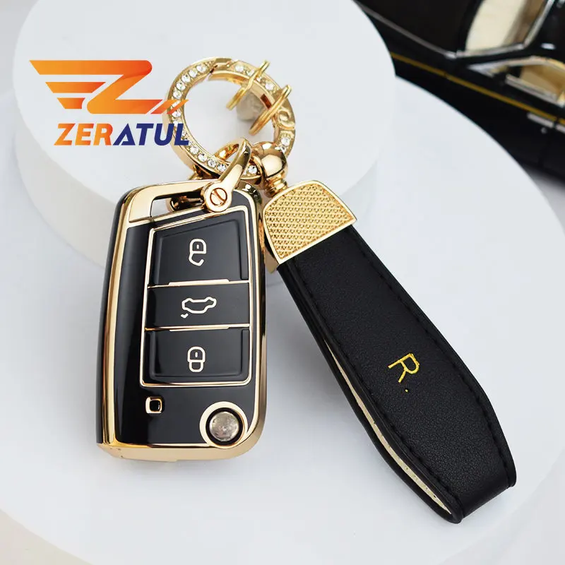 TPU Car Key Case Cover For VW Volkswagen Golf 7 MK7 Tiguan MK2 For SEAT Ateca Leon FR 2 Ibiza For Skoda Octavia A7 Shell Fob