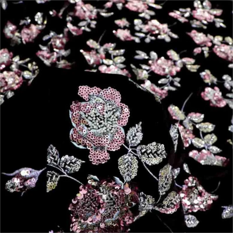 Three-dimensional beaded tube sequined trench coat wedding dress and evening gown fabric set