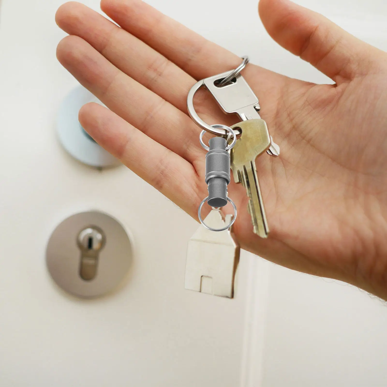 Quick Release Double-End Rotatable Key Ring Metal Key Holder Organizer for Car Keys Household Keys Access Cards Outdoor Use
