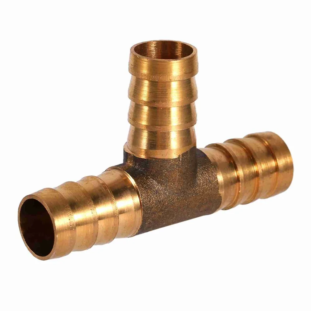 Professional Brass Brass T Piece 6mm 8mm 10mm 12mm Universal 3 Way Hose Joiner T Shape Gas Pipe Adapter Auto Shop