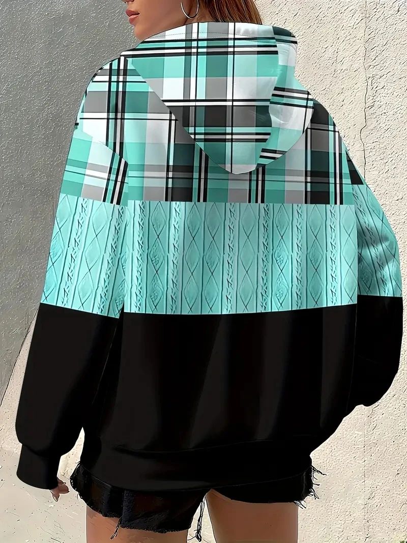 Women's Fashion Printed Zipper Jacket - Hooded with Pockets - Machine Washable