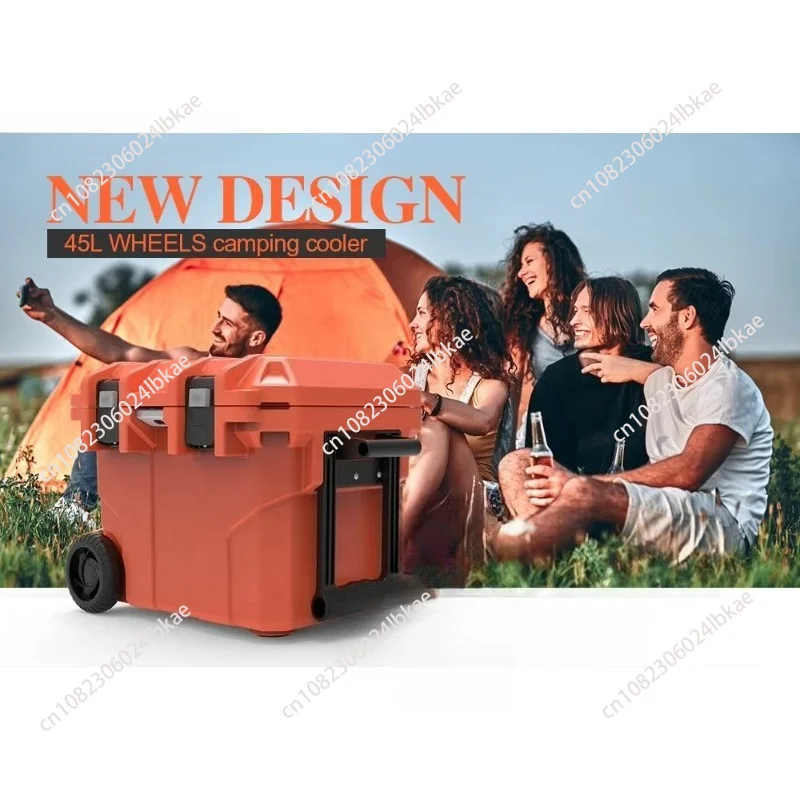 Mold 45L Wheel Cooler Box Frozen Food Fruit Beverage BBQ Heavy Duty Portable Handle Cooler