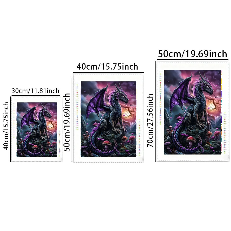 1 piece - 5D-DIY - Flocking cloth - Special drill - Diamond painting set - Dragon, mushroom - Mosaic - Diamond art view 2