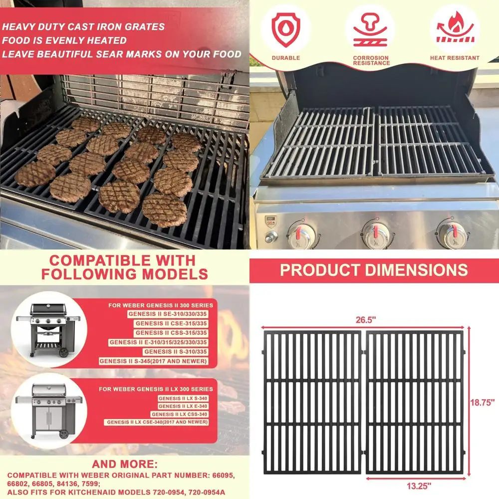 

Weber Genesis II Grill Replacement Grates for E-325, E-310, E-330, E-315, S-345, S-310, S-335, E-335, SE-335, SE-310 Models