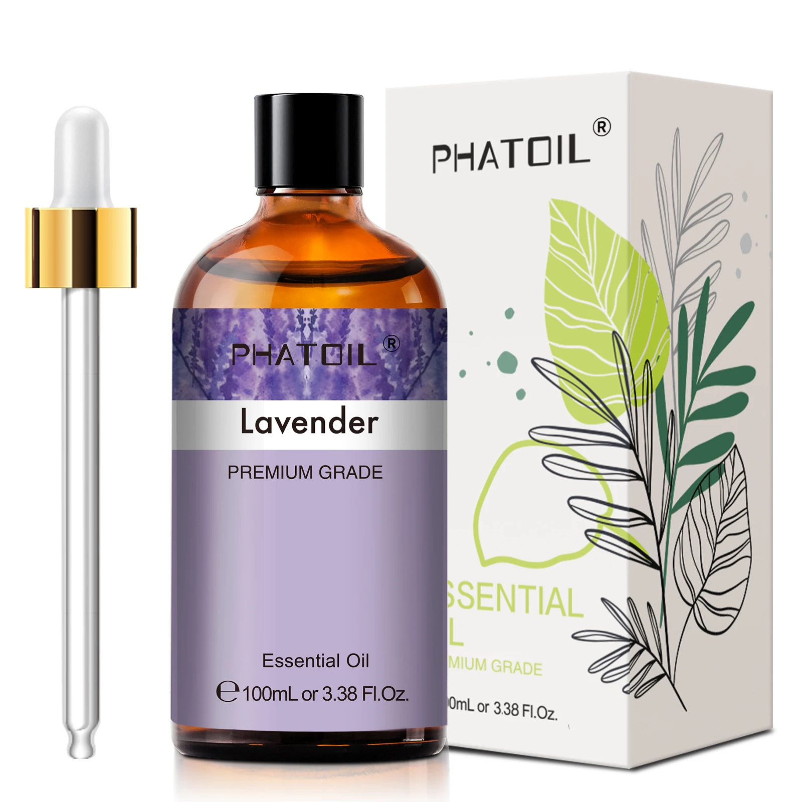 PHATOIL 100ml Lavender Essential Oil For Diffuser Aromatherapy Premium Fragrance Essential Oils For Candle Making DIY Soap