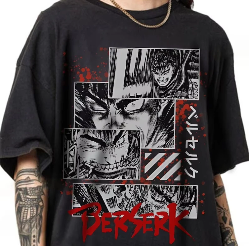 

Футболка Berserk, вдохновленная аниме Guts Berserk GiftФутболка для взрослых, готическая женская одежда, топ y2k, готический готический Card Captor Sakura