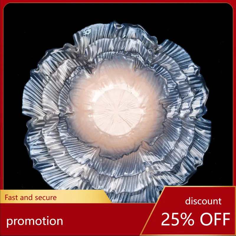 HXL Flower Glass Bowl and Plate Set, Fruit Salad Plate, High-Value Dinner Plate