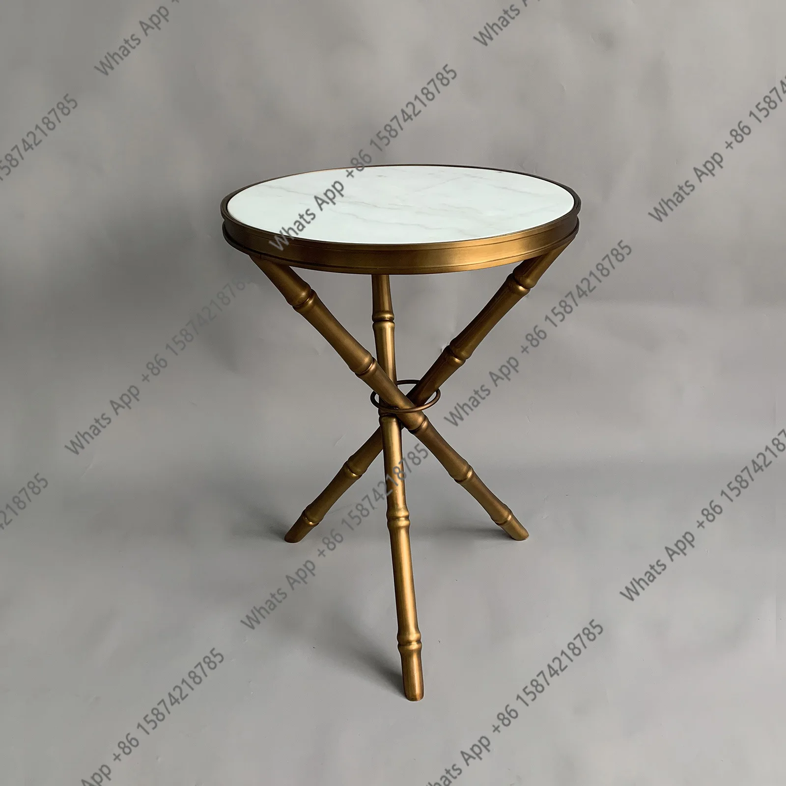 American light luxury retro bamboo all copper living room side few soft decoration custom villa hotel model room corner few