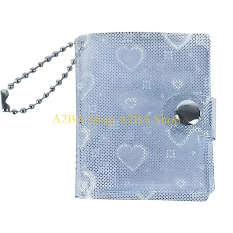 A2BA Photo Card Storage Book with Transparent PVC Cover, Carry Chain and Closure for Daily Carry, Travel and Display