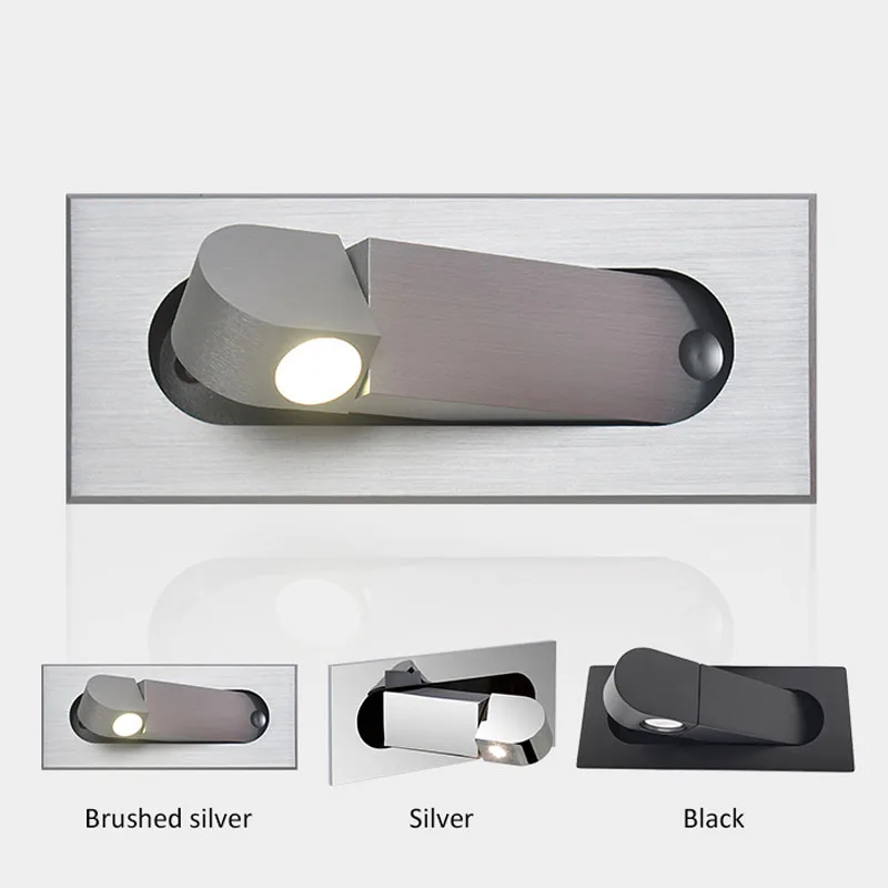 Interior LED Wall Light Lamp Modern Folding Recessed Bedroom Embedded Indoor Bedside Reading Hotel Bed Lighting Angle Adjustable