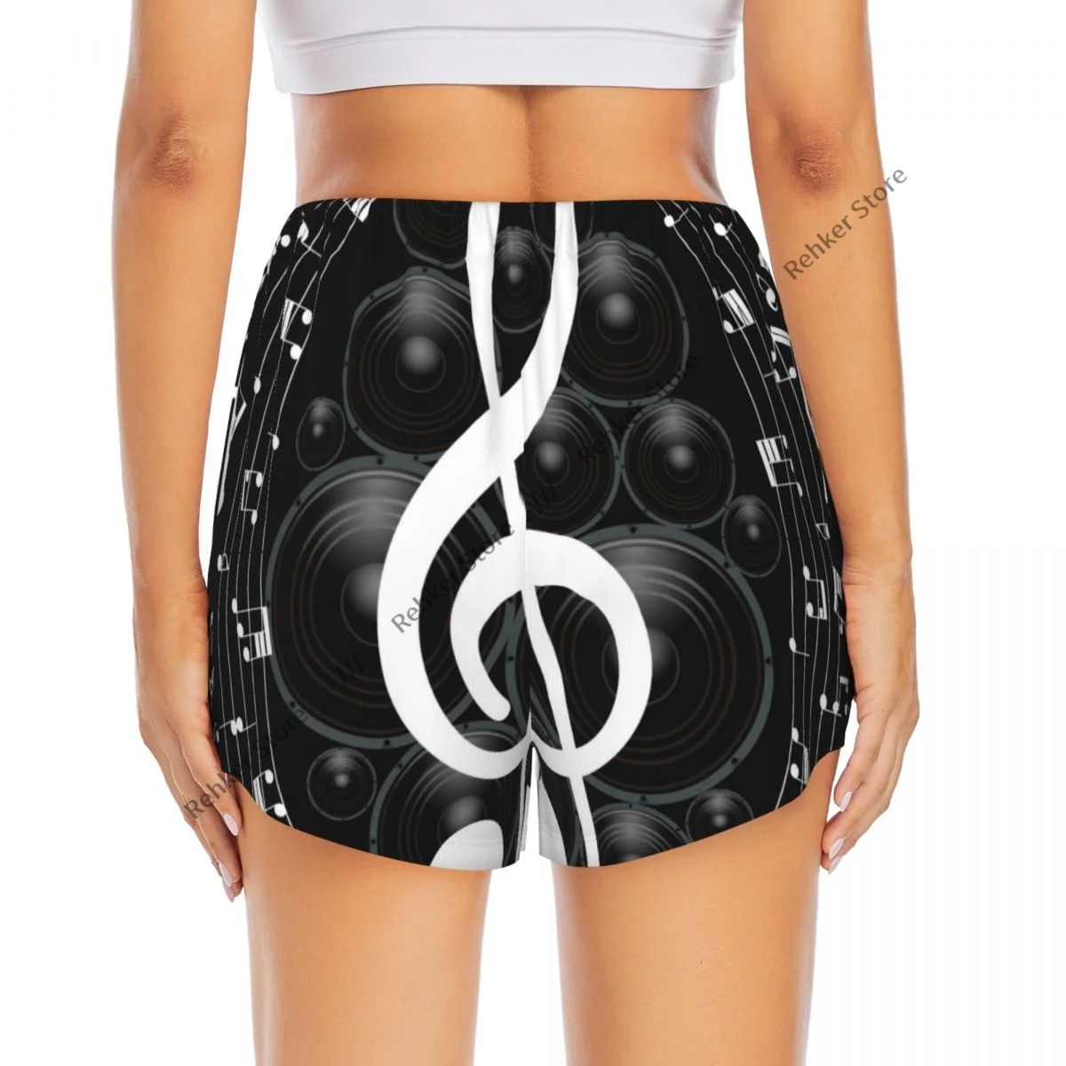 Calções de treino feminino fitness secagem rápida dupla camada shorts notas musicais pessoal atlético yoga calças curtas ginásio leggings