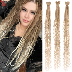 Synthetic Handmade Dreadlock Extension 24 Inch 5/10Strands Double Ended Dreadlock Curly Ends Boho Wavy De Dreads Braid For Women
