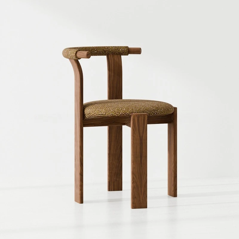 

Medieval solid wood dining chair, ash wood French living room chair