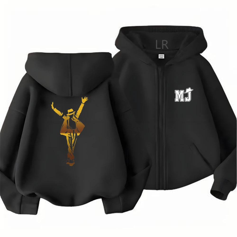 Black Children Hoodie Zip Up Cardigan Tops Girl Pink Boy Gray Hoodies Kid 3-12 Year Autumn Michael Jackson Zipper Style Coat
