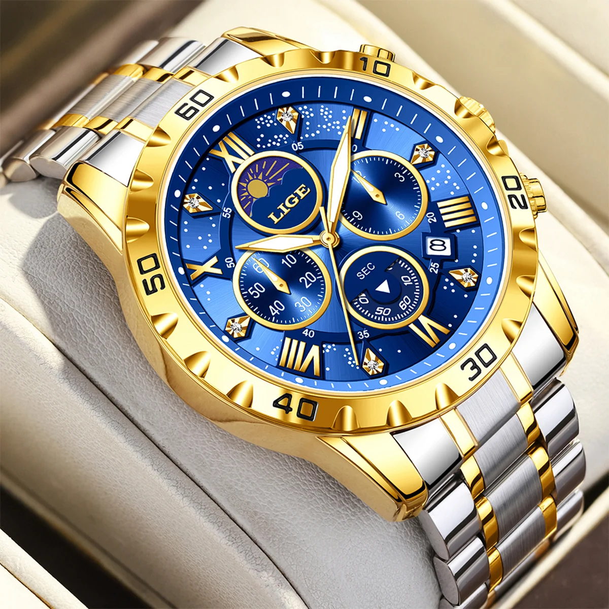 

LIGE Business Sports Chronograph Men's Watches Casual Business Watch Men Fashion Luminous Waterproof Quartz Wristwatch For Men