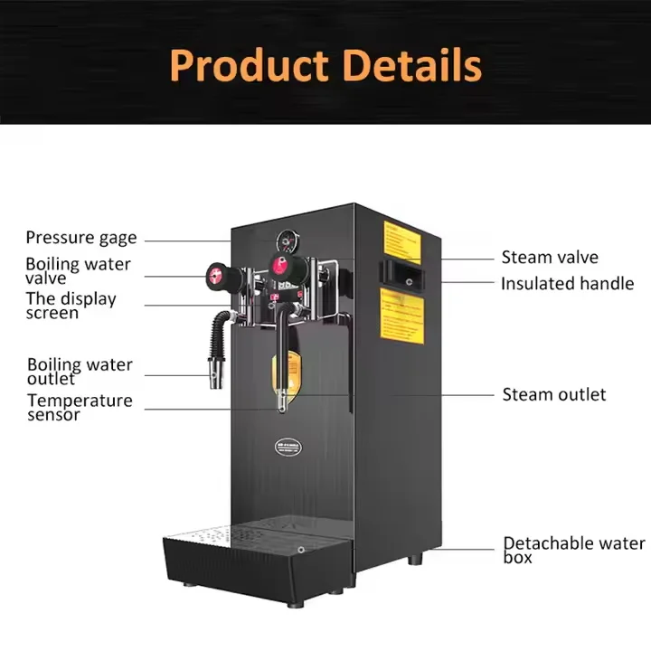 Black Color Water Coffee Milk Bubble Maker 8L Carefor Steam Type Electric Milk Frother Steamer for Restaurant