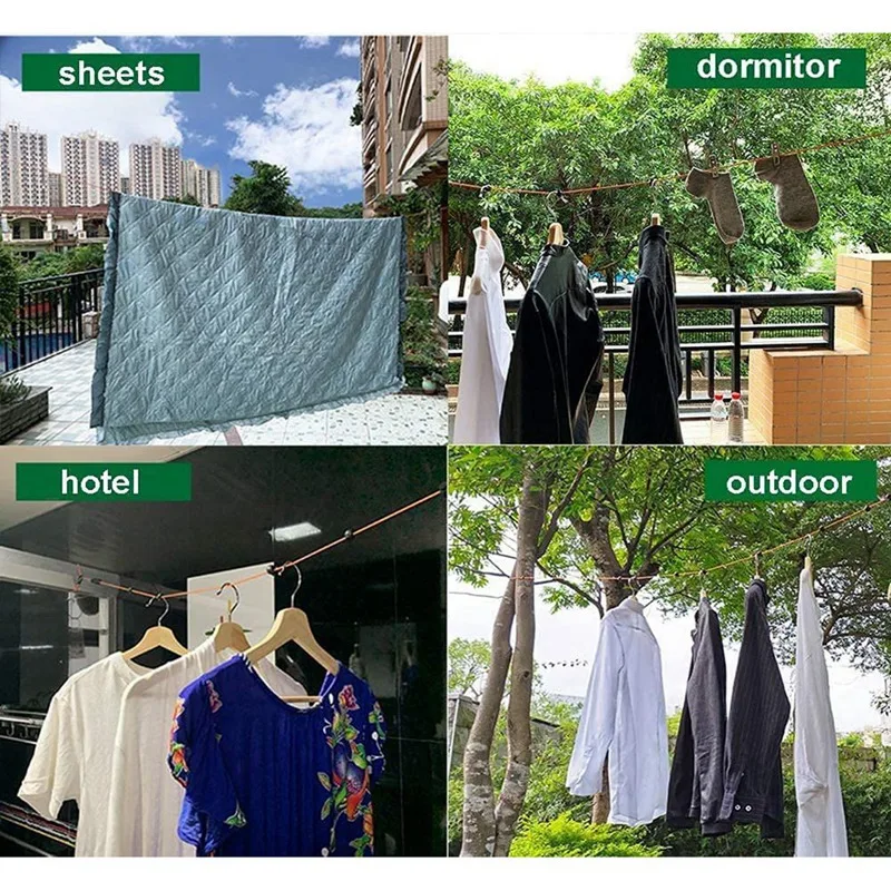 Extendable Clothes Line 8 M Retractable Clothes Line With 10 Fixed Buckles And 20 Clothes Pegs Plastic