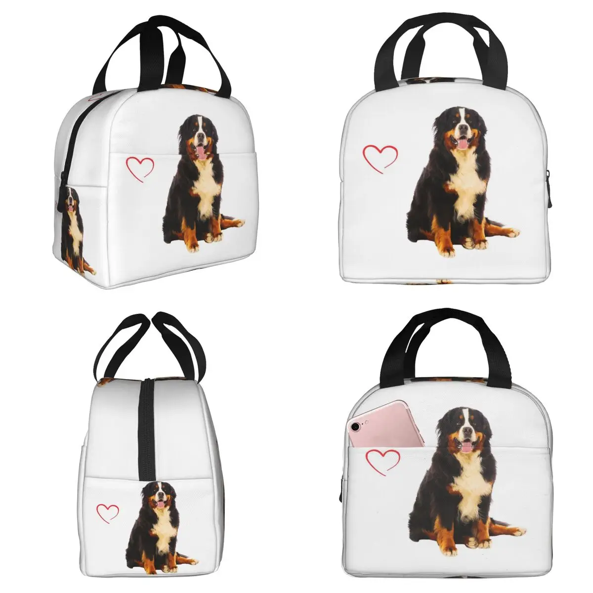 Bernese Mountain Dog Lover Insulated Lunch Bag for Women Office Cooler Thermal Food Box Tote Leakproof Lunch Boxes Container