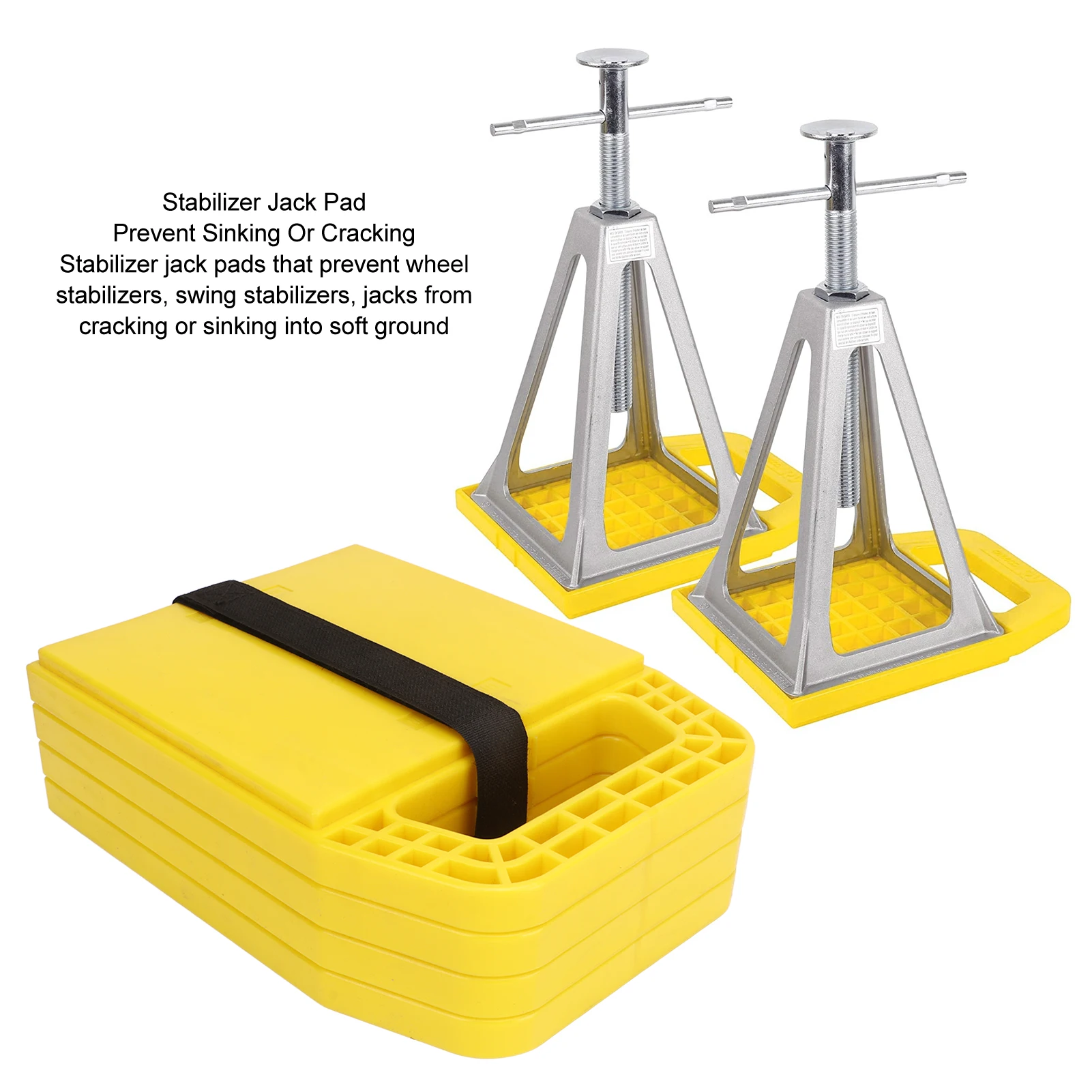 

4PCS Polypropylene RV Jack Pads, RV Jack Pads, Anti-Slip, Weatherproof, Leveling Blocks for Camper, Caravan, Trailer