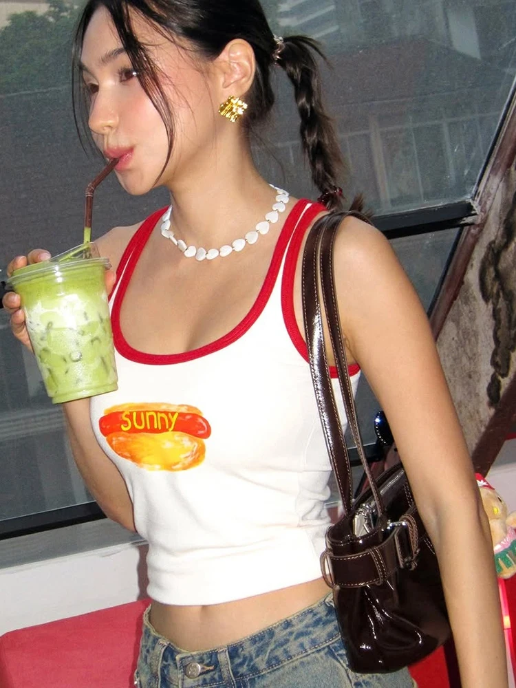 Nibber طباعة سترة المرأة منخفضة الرقبة رياضي أكمام عارية الذراعين مرونة عالية الشارع الكلاسيكية بسيطة الشارع الصيف سليم هوتي القمم #5